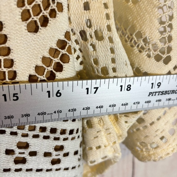 Judith March Crochet Cream and Brown Short Sleeve Bohemian Mini Dress Med NWOT - Picture 5 of 6